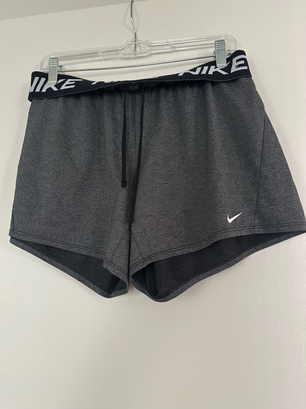 Nike Women’s Dark Gray Elastic-Waist Athletic Shorts with Logo